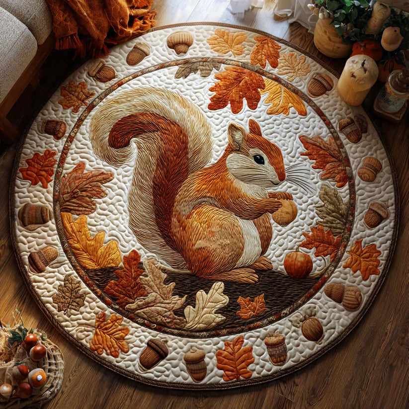 Acorn tales quilted round mat